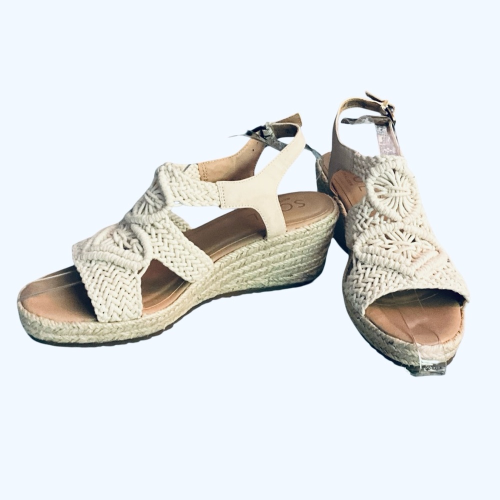 Natural Cream Woven Platform Sandals for Women - Picture 2 of 10